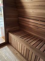 Sauna Traditionnel Commercial Multi-personnes en Cèdre Rouge avec Verre Trempé, Bois Massif Durable Anti-Corrosion pour Hôtels et Villas