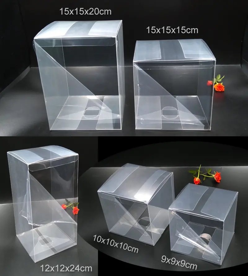 음식 급료 9x9x9 11 13 16 18cm 입방체 플라스틱 상자 pvc 투명한 플라스틱 포장 상자는 주문을 받아서 만들어질 수 있습니다 제조자 케이크 상자