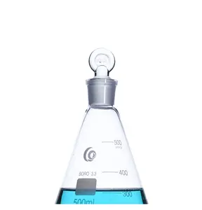 Loikaw Lab 500 1000 2000ml glass erlenmeyer conical Flask with standard hollow solid ground glass stopper