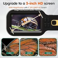 New Arrival Handheld Digital Microscope 500X 2MP HD 3 IPS Screen 16LED Illumination Portable Electronic Magnifier 1 Year