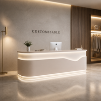 Comptoir de réception en bois massif avec éclairage LED en marbre, comptoir de caisse personnalisé pour la présentation de bijoux en magasin