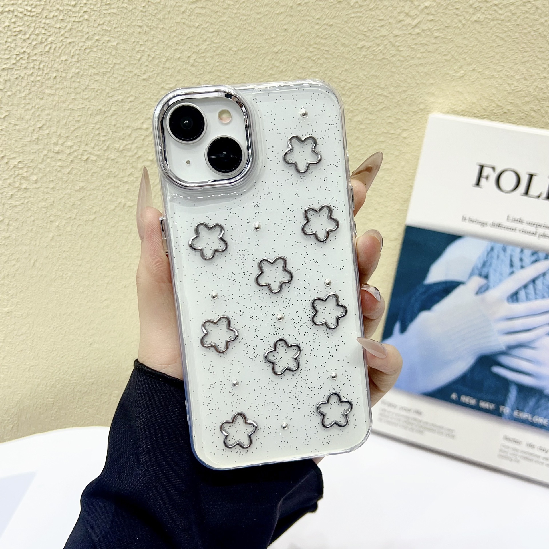 Silver beaded flower