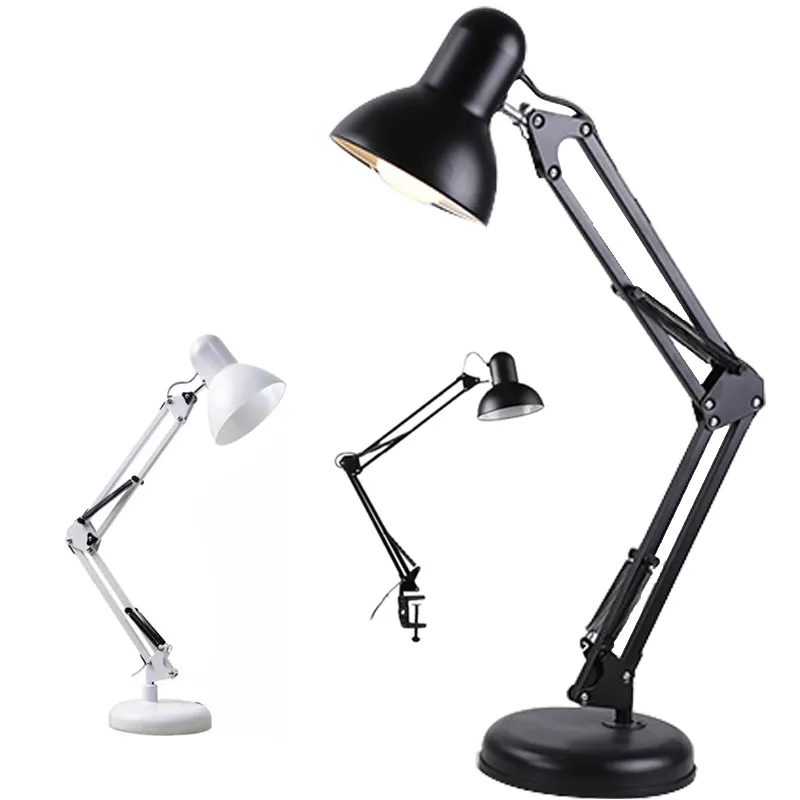 Classical Study Office Table Lamps with Adjustable Angle Clip lamp of Industrial Style Metal table light E27