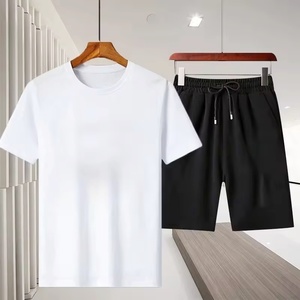Wholesale 100% Polyester Fashion Suit Summer Breathable Running Short Sleeve Men's T Shirt And Shorts Sets
