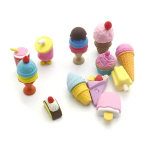 참신 3D Kawaii 만화 아이스크림 지우개 학교 공급 업체 어린이를위한 멋진 지우개