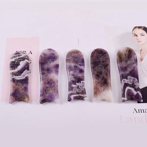 Rouleau en améthyste 3D avec logo, masque facial en cristal violet, œuf <span class=keywords><strong>de</strong></span> yoni, rouleau en jade et ensemble Gua Sha, <span class=keywords><strong>pierre</strong></span> d'améthyste naturelle Gua Sha - Product Image 4