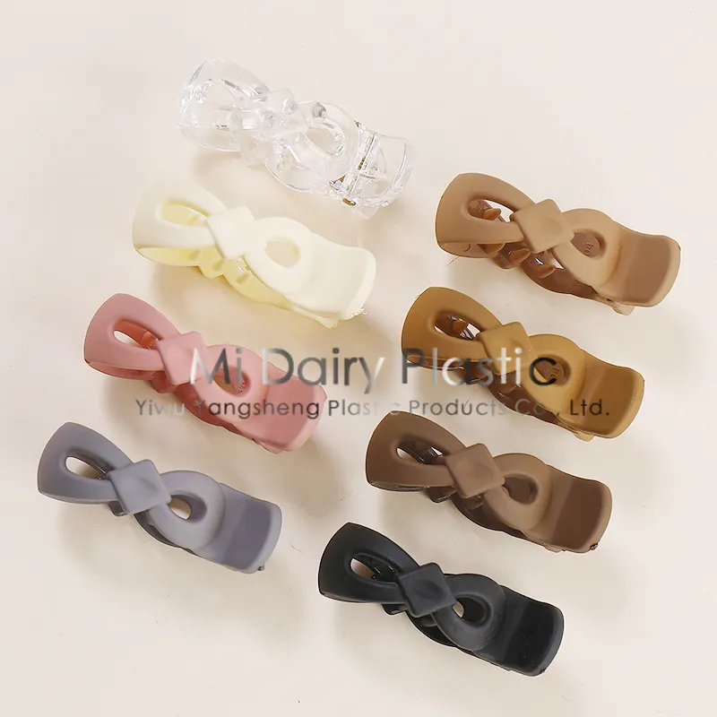 SLFZ1580 50Mm Color personalizado Precio directo de fábrica Abs Pc Ps Pink Bath Plastic Hair Claw Clip Fancy Bow Tie Claw Abrazadera para dama