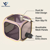 Sac de séchage pour animaux de compagnie en maille, séchoir à poils pour chiens et chats, capot mains libres, pliable, ajustement élastique, double entrée d'air