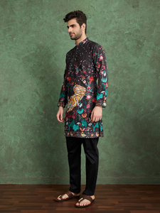 เสื้อคุर्ตาผ้าฝ้ายหลากสีสำหรับผู้ชาย ชุดพื้นเมืองอินเดียสำหรับงานเทศกาล เสื้อเชิ้ตยาวพิมพ์ลายสำหรับงานแต่งงาน งานปาร์ตี้ และของขวัญวันอีด - Product Image 3