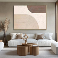 Grande peinture à l'huile abstraite moderne beige et blanche sur toile, peinte à la main, décoration murale pour la maison, art texturé, peintures Wabi-Sabi