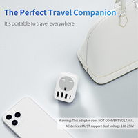 Reisende 17W Max Smart IC Travel Socket 10A 250V UK Plug Adapter 3 Ports USB 1 Type-C SDK Enabled Ignifuge Housing Overload