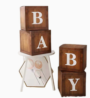 Décorations de boîte de baby shower 2026 pour garçons et filles, ensemble de 4 pièces, blocs en bois grainé avec lettres BABY, livraison directe pour baby shower