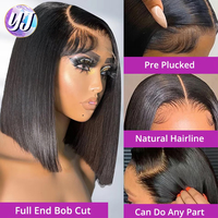 Perruque courte bob colorée sans colle, lace front brésilienne et péruvienne, coupe carrée, pour femmes noires, lace frontale colorée avec cheveux humains