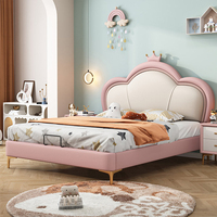 Lit d'enfant princesse populaire pour filles, design moderne, en cuir, avec rangement, vente en gros, lit en bois haut de gamme pour enfants