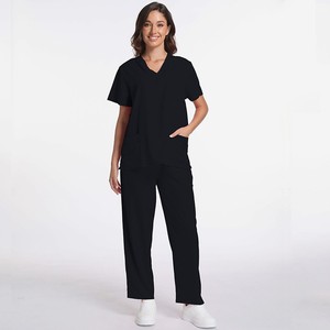 Uniforme <span class=keywords><strong>de</strong></span> <span class=keywords><strong>Enfermera</strong></span> Resistente a la Suciedad, Color Negro, <span class=keywords><strong>Precio</strong></span> al por Mayor, Fábrica <span class=keywords><strong>de</strong></span> Origen, Uniforme Médico Elástico en 4 Direcciones - Product Image 1