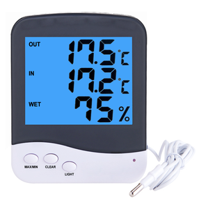 Hydroponics grower kỹ thuật số thăm dò trong nhà ngoài trời ẩm kế đèn nền màu xanh lá cây đồng hồ nhiệt kế max min nhiệt độ độ ẩm mét - Product Image 6