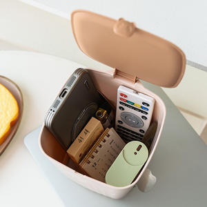 Office desktop trash can with lid creative for home bedside desktop <b>storage</b> bucket living room garbage <b>basket</b> <b>storage</b> box - Product Image 2