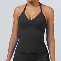 Débardeur de sport et yoga en nylon mat ultra-élastique, sans coutures, léger, respirant, séchage rapide, avec coussinets de poitrine amovibles, grande taille, maintien élevé