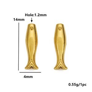 Cuentas espaciadoras de acero inoxidable chapadas en oro con forma de pez, tamaño mediano, accesorios de joyería DIY - Product Image 4
