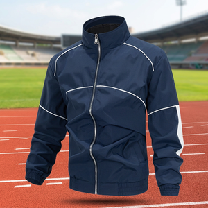 Blouson Bomber Tendance pour Homme, Col Montant, Couleur Unie, Décontracté, Fermeture Éclair, Automne, Coupe-Vent, Polaire, 100% Polyester, Personnalisable, Coupe Ample, 140g - Product Image 3