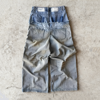 Pantalon en jean vintage personnalisé pour homme, style streetwear hip-hop, déchiré, avec patchwork de strass, coupe baggy, taille haute, jambe droite, collection printemps