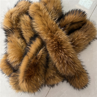 Bandes de col en fourrure de renard véritable raton laveur brun naturel