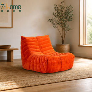 Fauteuil lounge moderne en velours capitonné à points de couture, courbé asymétrique, profil bas, pour hall d'hôtel, salle d'exposition, salon - Product Image 3