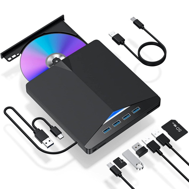 USB 3.0 Portable CD/DVD Drive DVD Player Burner for Laptop/Desktop Windows Mac OS Support External for Laptop/Desktop Windows