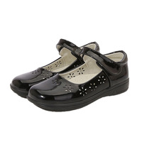 Chaussures Mary Jane noires tendance 2026 pour filles, en cuir verni respirant avec fermeture auto-agrippante et semelle antidérapante, idéales pour l'école des enfants