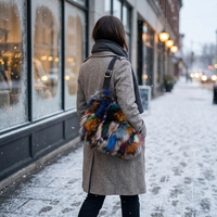Sac sous le bras en fourrure de renard véritable pour femme, grande capacité, sac à main de luxe en vraie fourrure, sac à bandoulière chic en peluche douce