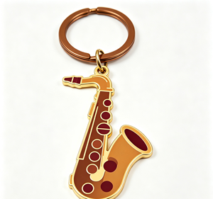 Porte-clés en métal émaillé personnalisé en forme de saxophone, en alliage de zinc, cadeau souvenir promotionnel - Product Image 3