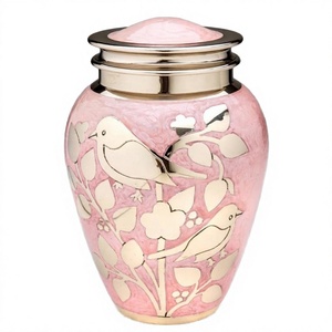 AHO Urna de Metal Rosa Plateada con Aves de la Suerte, Estilo Americano/Europeo, para Cenizas, Moderna, con Bolsa de Terciopelo, Artículos Funerarios - I H C - Product Image 2