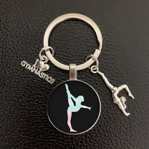Hot Sale Custom Metal Carabiner Keychain I for Love Gymnastics Time Gem Pendant Cute Cartoon Glass Keychain - Product Image 5