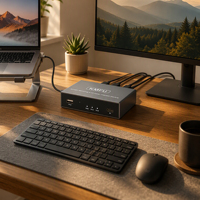 KMFU USB KVM Switch untuk 2 PC Berbagi Keyboard Mouse dengan Pencerminan Layar Perangkat Transfer Data Tanpa Hambatan Hub Plug and Play