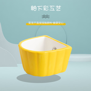 Mini bol en céramique pour hamster, couleur unie, carré, anti-renversement, pour l'alimentation des animaux de compagnie - Product Image 3