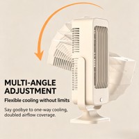 Ventilateur de bureau personnel mini tour, double structure de ventilateurs, 3 vitesses réglables, rotation multi-angles, faible bruit, ventilateur de table rafraîchissant, vente en gros
