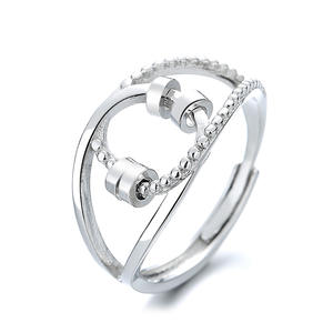 Anillo Deportivo de Doble Cadena de Eslabones de Latón Plateado, Anillo de Mancuerna Ajustable Abierto para Hombre y Mujer, Regalo Moderno para Gimnasio - Product Image 4