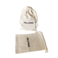 Prix usine 10x15cm sac en lin pochette bijoux cordon coton lin sac avec Logo