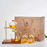 Service à thé Kung Fu en verre borosilicate à induction magnétique, bouilloire automatique et tasses, pour la maison et le café
