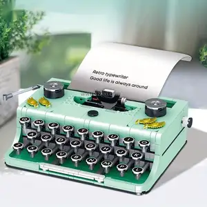 Zhegao 01025 Groene Typemachine Klassieke Creatieve Ideeën Machine Retro Micro Mini Diy Assemblage Bakstenen Speelgoed Bouwstenen Sets
