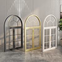 Ventana abatible de hierro Retro francés, marco de aleación de aluminio, Metal de hierro arqueado de piso a techo para restaurante, estudio, iluminación de ático