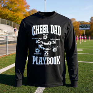 Cheer Dad Playbook T-shirt à manches longues noir unisexe taille adulte - Product Image 3