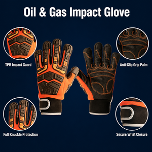 Gants de mécanicien robustes avec protection anti-choc TPR, dos en spandex, paume synthétique renforcée, doublure thermique, poignet à scratch, orange - Product Image 3