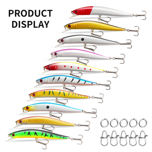 Leurre de pêche flottant 10cm/8.3g, appâts artificiels durs avec hameçons triples, 10 couleurs et ensemble d'accessoires pour la pêche au bar en eau douce - Product Image 2