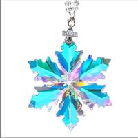 Ornement suspendu en cristal flocon de neige pour voiture, pendentif facetté pour rétroviseur, décoration intérieure automobile hiver Noël, vente en gros