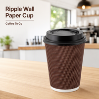 Gobelet à café jetable en carton ondulé à double paroi, personnalisable (OEM), recyclable, de qualité alimentaire, anti-fuite, pour emporter, 8oz 12oz 16oz