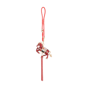 Llavero de Caballo Rojo de Año Nuevo <span class=keywords><strong>2026</strong></span> con Borla, Cristales Brillantes y Aleación de Zinc China, Regalo de la Suerte - Product Image 6