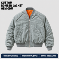 Vestes d'hiver pour hommes personnalisées en gris, chaudes, coupe-vent, en nylon rembourré, col montant, double fermeture éclair, poches pour un style vintage bomber