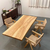 Mobilier en bois moderne pour restaurant, prix d'usine, dalle de cuisine à bord vif, table à manger en bois de noyer massif