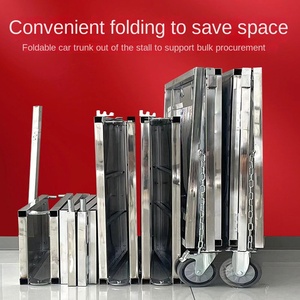 Carrello Pieghevole in Acciaio Inox con Espositore Luminoso 220V, Nuovo, per Ristorazione Mobile e Mercato Notturno - Product Image 3